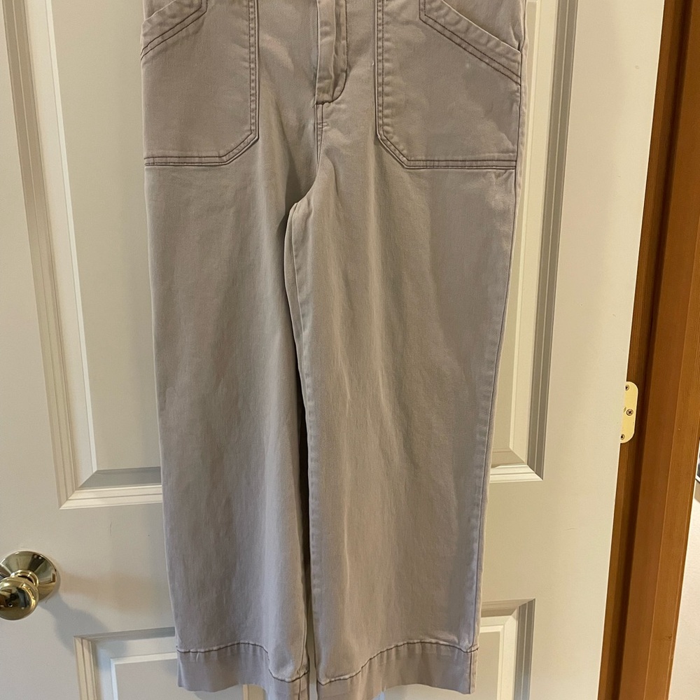 Cropped Wide-Leg Ankle Pants in beige.